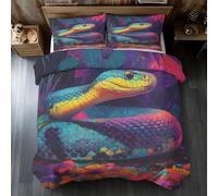 Graffiti Snake Duvet Cover Emperor, Reptile Serpent Bedding Set 3 Piece Soft Microfiber Quilt Cover Reversible Duvet Sets with 2 Pillows Zipper Closure L-73