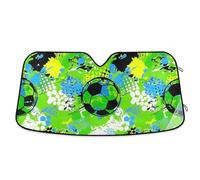 Graffiti Soccer Splash Green Car Windshield Sunshade UV Reflector Auto Front Window Sun Shade Keep Vehicle Cool 57×31.5 inch