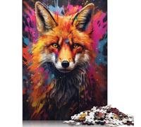 Graffiti Splatter Fox Wall 1000 Piece Jigsaw Puzzle Family Fun Jigsaws for Adults And Challenging Game,stress Relief Games And Unique Gifts 1000pcs (38x26cm)