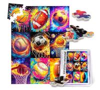Graffiti Sports Balls Jigsaw Puzzles for Adults 500 Pieces Basketball Baseball Football Soccer Puzzle Colorful Ball Wooden Puzzles for Ball Lovers Fun Family Game Challenging Activity Home Decor