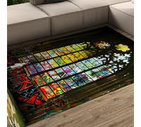 Graffiti Stained Glass Window Design Area Rugs for Living Room Colourful Red Blue Yellow Extra Large Washable Soft Short Pile Rugs 160x230cm for Bedroom Classic Carpet for Kitchen Office Dining Room