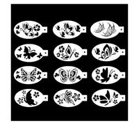 Graffiti Stencils 12PCS Face Hollow Painting Templates Party Graffiti Spray Makeup Stencils DIY Hand Drawn Body Art Tattoo(C01)
