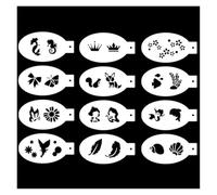 Graffiti Stencils 12PCS Face Hollow Painting Templates Party Graffiti Spray Makeup Stencils DIY Hand Drawn Body Art Tattoo(C04)