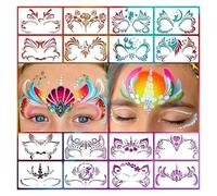 Graffiti Stencils 16 Face Painting Stencil Mask Set DIY Graffiti Hand Aids Temporary Tattoo Stencils Stage Party Holiday Makeup