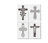 Graffiti Stencils 4PCS 3.9 * 5.9inch Cross Stencil DIY Painting Template Graffiti Spray Hollow Pattern Craft Card Wall