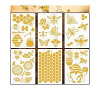 Graffiti Stencils 6PCS Bee Sunflower Stencil A4 Wall Painting Furniture Graffiti Template DIY Spray Drawing Molds