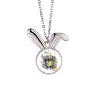 Graffiti Street Barrel Guitar Hands Pattern Rabbit Necklace Pendant Bunny Animal Jewelry Gift