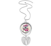 Graffiti Street Colorful Words Pendant Angel Wings Rotating Necklace Jewelry