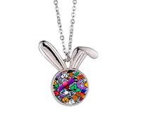 Graffiti Street Culture Colorful l Rabbit Necklace Pendant Bunny Animal Jewelry Gift