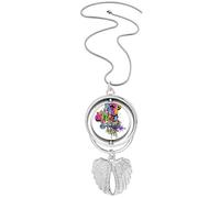 Graffiti Street Culture Colorful Rap Words Pendant Angel Wings Rotating Necklace Jewelry