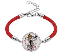 Graffiti Street Flower Human Pattern Lucky Red String Bracelet Rope Bracelet Handmade