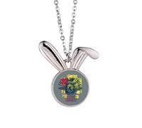 Graffiti Street Lion Crown Your Highness Rabbit Necklace Pendant Bunny Animal Jewelry Gift