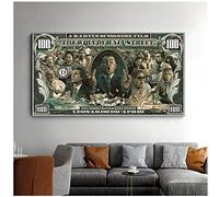 Graffiti Street Money Art 100 Dollar Canvas Painting Posters Prints Wolf of Wall Street Pop Art for Living Room Decor -50x100cm No Frame