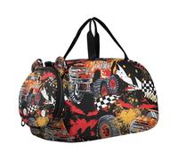 Graffiti Street Racing Car Cartoon Duffel Gym Bags with Shoes Compartment Lightweight Weekender Overnight Range Bag for Travel, Sports, Duffel, Weekender