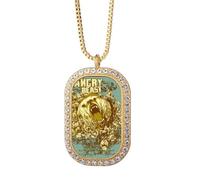 Graffiti Street Yellow Bear Angry Pattern Necklace Pendant Diamond Crystal Golden Jewelry