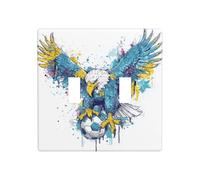 Graffiti-Style Bald Eagle with Football Double Gang Toggle Light Cover Wall Plate Switch Decor Standard Size - 11.4x11.4cm