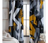 Graffiti Style Blackout Curtains 55 x 102 Inch, Abstract Text Print Thermal Insulated, Soundproof & Noise Reducing Curtains for Living Room, Bedroom and Kids Room