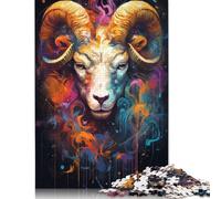 Graffiti Style Goat Puzzle Fun Premium Cardboard Jigsaw Puzzle for Boy Or Girl 1000pcs (75x50cm)