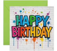Graffiti Style Happy Birthday Card for Grandson Godson Nephew Son - Square, Blank Inside with Premium Envelope