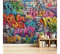 Graffiti Style Photo Wallpaper 250 x 175 cm (WxH), Abstract Graphic Letter Wall Mural Poster Decoration, Colorful Non-Woven Mural Wallpaper Modern Wall Covering for Living Room Bedroom Kids Room
