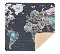 Graffiti Style World Map Wallpaper with Tech Elements Soft Thick Baby Gym & Activity Mat for Indoor Outdoor Non-Toxic Tummy Time Activity Mat for Baby Kids Toddlers Infants, 50'' x 50''