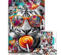 Graffiti Tiger Adult Puzzles 1000 Pieces,Help The Brain Exercise Addictive Toys to Cultivate Patience Parent-child Interaction 38x26cm