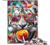 Graffiti Tiger Jigsaw Puzzles for Adults Teenagers Jigsaws Puzzle, Suitable for Ages 14 And Up Toy Wall Decor Birthday And Unique Gifts (26x38cm)