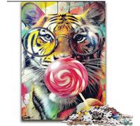 Graffiti Tiger Jigsaws 1000 Pieces for Adults, Educational Games Home Decoration Suitable for Desktop Decoration (26x38cm)