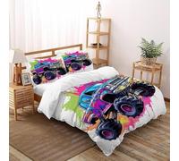 Graffiti Tractor Duvet Cover,King(220x240cm) Reversible Complete Bedding & Linen Sets,Art Art, 3 Piece Comforter Cover with Pillowcase And Fitted Sheet Hypoallergenic Soft Bed Cover Washable