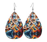 Graffiti Wall Leather earrings, European and American style earrings for young women, birthday gifts/Valentine's Day gifts