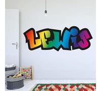 Graffiti Wall Sticker - Rainbow Graffiti Personalised Name Wall Decal Art (120cm Width x 45cm Height)