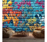 Graffiti Wallpaper - Colorful Abstract Brick Wall Mural - Wall Murals for Living Room Bedroom - Photo Wallpaper & Home Decor Art - 250 x 175 cm A-7002