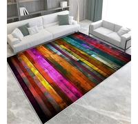 Graffiti Washable Area Rugs Colored Wooden Planks Area Rug For Living Room Soft Faux Short Pile Carpet Mat Durable Enough Foldable Apply To Bedroom Dining Room,
