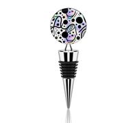 Graffiti Wave Art Wine Bottle Stopper Decorative Vacuum Silicone Wine Stopper with Beautiful Art Glass Reusable Beverage Bottle Sealer Keeps Fresh