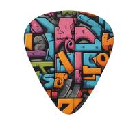 Graffiti White Border Letters Wzywhj Prints Abs Guitar Picks 12 Piece, Easy Grip Uke Picks For Your Bass, Ukulele, Acoustic Or Electric Guitar