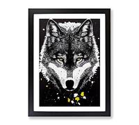 Graffiti Wolf No.3 Framed Print | A2 Black Framed Wall Art | Ready to Hang | Eclectic Animal Picture | Living Room Bedroom Lounge Office