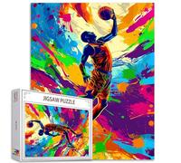 Graffitic 1000 Piece Jigsaw Puzzles for Adults Man Playing Basketball Painting Jigsaw Puzzle Athletes/Player 1000 Pieces Puzzles Ball Sport DIY Craft Banksy Puzzle Art Bedroom Decor Man Cave Gift