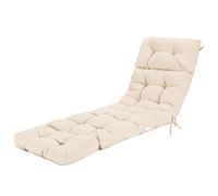 GRAFFY Lounge Chair Cushion, 72” x 22” x 4” Patio Chaise Lounge Cushion w/4 String Ties, Thickened Recliner Cushion w/Waterproof Design, Tufted Patio Recliner for Outdoor Indoor (Beige)