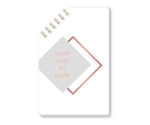 Grafik-Werkstatt 63522 45° Spiral | 50 Sheets Lined | Copper Cut | Work Hard No Drama | 9.5 x 14.5 cm Notepad, White