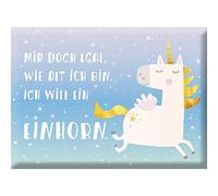 Grafik-Werkstatt 'Graphics Workshop 60694 Fun Fridge Magnet with Mir Doch Egal, How Old I bin. Ich Will Ein Einhorn, Vintage Retro Nostalgic Metal, Plain, 3.5 x 5 cm