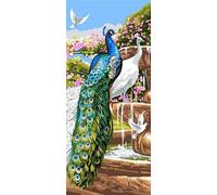Grafitec Screen Printed Canvas for Tapestry or Needlepoint - Peacock Garden