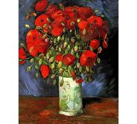 Grafitec Screen Printed Canvas for Tapestry or Needlepoint - Red Poppies (Van Gogh)