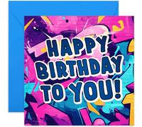 Grafitti Birthday Card for Boys or Girls - Happy Birthday to You Card - Bright Colourful Design - For Teenager Birthday Gift - Bold Design - Quality Card - 14th 15th 16th Birthday Cards