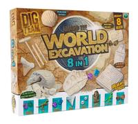 Grafix 8 In 1 World Excavation Dig Kit - Dig & Discover 8 Artifacts with 3 Wooden Tools (R03-0515) Ages 5+