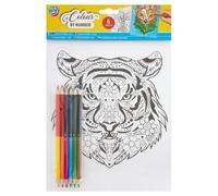 Grafix Lion Colouring Kit - Colours by Numbers A4 Kids Craft Kit