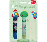 Grafoplas - 2 Retractable Erasers + 2 Erasers Rocket and Dino Bits&Bobs Original Kawaii School Rubbers Protects Against Dirt, Fun School Supplies for Kids and Students