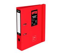 Grafoplas 2 Ring Binder A4 | Lever 65 mm | Minimal Red | Polyfoam | Opening 360 | Resistant and Ultralight | Eyelet and Card Holder | Elastic Rubber Closure | Rigid Plastic Caps
