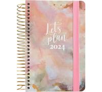 Grafoplás | 2024 A6 Annual Diary | Silky Design | Spanish | Day Page | 10.5 x 16.5 cm | Spiral Bound | Hard Cover Lined in Printed Fabric | Elastic Closure | Perfect for Managing Your Time