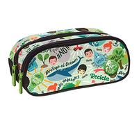 Grafoplás 37542919 Double School Case, Revolution Collection, Green, Multicoloured, 24,5x9,5cm, School Case Two Compartments