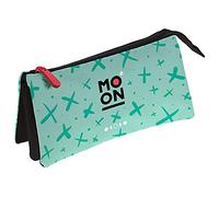 Grafoplás 37546326 Triple Pencil Case, Mint Green, Moon Collection, Size: 23.5 x 12 x 14 cm